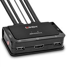 Lindy Switchers | 2 Port HDMI 2.0 18G, USB 2.0 & Audio Cable KVM Switch