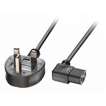 Lindy 1m UK 3 Pin Plug to Right Angled IEC C13 Mains Power Cable,