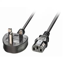 Power Cables | Lindy 10m UK 3 Pin Plug to IEC C13 Mains Power Cable, Black