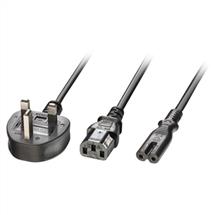 Lindy Power Cables | Lindy 2.5m UK 3 Pin Plug to IEC C13 and IEC C7 Splitter Extension