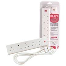 Lindy Power Distribution Unit | Lindy 2m 4-Way UK Mains Power Extension with Surge Protection, White