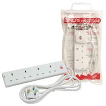 Lindy 5m 4Way UK Mains Power Extension, White, 4 AC outlet(s), 250 V,