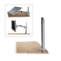 Silver | Lindy 450mm Pole with Desk Clamp | Quzo UK