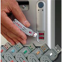 Lindy  | Lindy USB Port Blocker  Pack 4, Colour Code: Blue security access