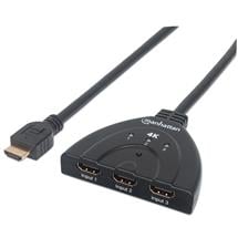 Manhattan HDMI Switch 3Port, 4K@60Hz, Connects x3 HDMI sources to x1