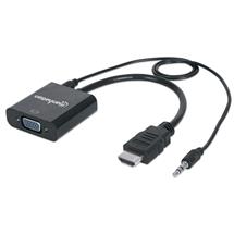 Manhattan HDMI to VGA (with Audio) Converter cable, 1080p, 30cm, Male to Female, Micro-USB Power In | Manhattan HDMI to VGA (with Audio) Converter cable, 1080p, 30cm, Male