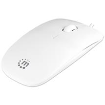 Manhattan Silhouette Sculpted USB Wired Mouse, White, 1000dpi, USBA,