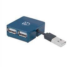 Manhattan USBA 4Port Micro Hub, 4x USBA Ports, Blue, 480 Mbps (USB