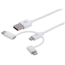 Manhattan USBA to Lightning, MicroUSB and USBC cable, 3in1, 1m, Male