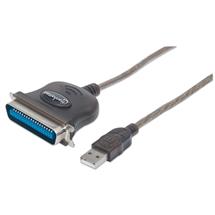 Manhattan USB-A to Parallel Printer Cen36 Converter Cable, 1.8m, Male to Male, Black, 12Mbps, IEEE | Manhattan USBA to Parallel Printer Cen36 Converter Cable, 1.8m, Male