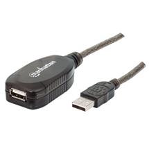 Manhattan USB-A to USB-A Extension Cable, 10m, Male to Female, Active, 480 Mbps (USB 2.0), Daisy-Ch | Manhattan USBA to USBA Extension Cable, 10m, Male to Female, Active,