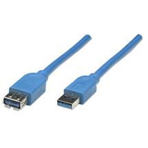Manhattan USBA to USBA Extension Cable, 2m, Male to Female, Blue, 5