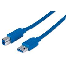 Manhattan USBA to USBB Cable, 2m, Male to Male, Blue, 5 Gbps (USB 3.2