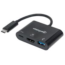 Manhattan Graphics Adapters | Manhattan USBC Dock/Hub, Ports (x3): HDMI, USBA and USBC, 5 Gbps (USB