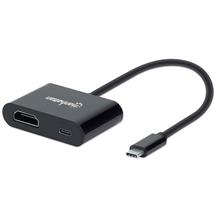 Manhattan USBC to HDMI and USBC (inc Power Delivery), 4K@60Hz, 19.5cm,