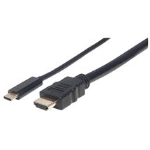 Video Cable | Manhattan USBC to HDMI Cable, 4K@30Hz, 1m, Black, Male to Male, Three