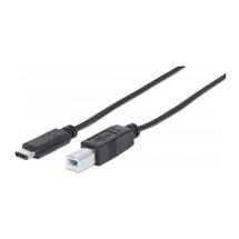 Manhattan USBC to USBB Cable, 2m, Male to Male, Black, 480 Mbps (USB