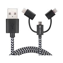 Sandberg 3in1 Lightning+MicroUSB+USB-C 1m | Quzo UK