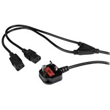 StarTech.com 6ft (2m) UK Computer Power Cable Y Splitter, 18AWG, BS