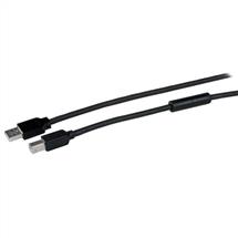 Aluminum, Black | StarTech.com 15m / 50 ft Active USB 2.0 A to B Cable - M/M