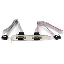 Silver, White | StarTech.com 2 Port 16in DB9 Serial Port Bracket to 10 Pin Header