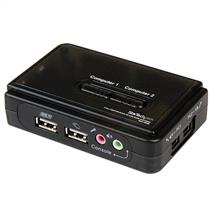 StarTech.com 2 Port Black USB KVM Switch Kit with Audio and Cables