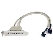 Grey, Metallic | StarTech.com 2 Port USB A Female Low Profile Slot Plate Adapter