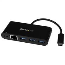 StarTech.com 3 Port USBC Hub with Gigabit Ethernet & 60W Power