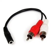Audio Cables | StarTech.com 6in Stereo Audio Cable - 3.5mm Female to 2x RCA Male