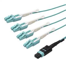 Fibre OpTic Cables | StarTech.com 2m (6ft) MTP(F)/PC to 4x LC/PC Duplex Breakout OM3
