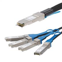 Startech Fibre Optic Cables | StarTech.com MSA Uncoded Compatible 3m 40G QSFP+ to 4x SFP+ Direct