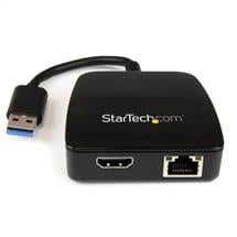 Startech Docking Stations | StarTech.com Travel Adapter for Laptops - HDMI and GbE - USB 3.0