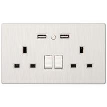 TCP Global TAUWIS2GWUK socket-outlet 2 x Type G + 2 x USB A White