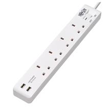 4Outlet Power Strip with USBA Charging  BS1363A Outlets, 220250V, 13A,