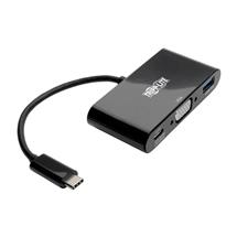 USB-C to VGA Adapter with USB-A Port and PD Charging, Black