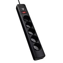 V7 Surge Protectors | V7 5Schuko Outlet Home/Office Surge Protector, 1.8m Cord, 1050 Joules,
