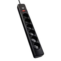 V7 6Schuko Outlet Home/Office Surge Protector, 1.8m Cord, 1050 Joules,