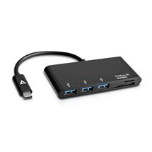 V7 Interface Hubs | V7 Black USB Adapter USBC Male to 3 x USB 3.0 A Female, Micro SD,
