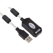 VCOM USB A M/USB A F 10m USB cable USB 2.0 Black, Transparent, White