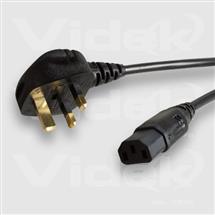 Videk IEC F to UK Mains Plug (5A) Black 2Mtr 2 m | Quzo UK