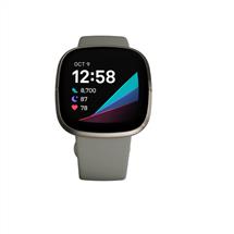 Fitbit Wearables | Fitbit Versa Sense Sage Grey Silver AMOLED Digital Touchscreen WiFi