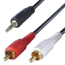 10m 3.5mm Stereo Jack Male to 2 x RCA Phono Male to Male Black Cable