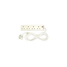Fastflex Power Cables | 5m White 4 Way UK (13Amp) Surge Protected Extension Block