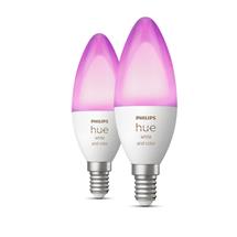 Philips Hue Dual Pack E14 | Philips Hue White and colour ambience Candle  E14 smart bulb