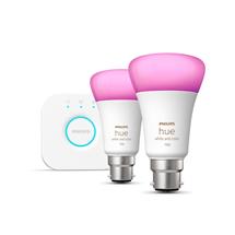 Philips Hue White and colour ambience Starter kit: 2 B22 smart bulbs