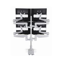 Quad Screen with Lateral Extension and Desk Clamp - Silver