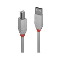 Lindy USB Cable | Lindy 5m USB 2.0 Type A to B Cable, Anthra Line, grey