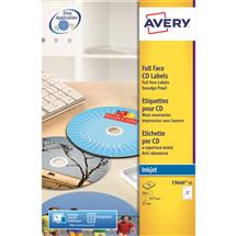 CD/DVD Labels | Avery C966025. Product colour: White, Shape: Round, Adhesive type: