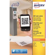 Avery Product Labels | Avery QR Code Label 45x45mm 20 Per A4 Sheet White (Pack 500 Labels)