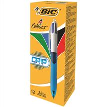 BIC 4 Colours Grip Black, Blue, Green, Red Clipon retractable